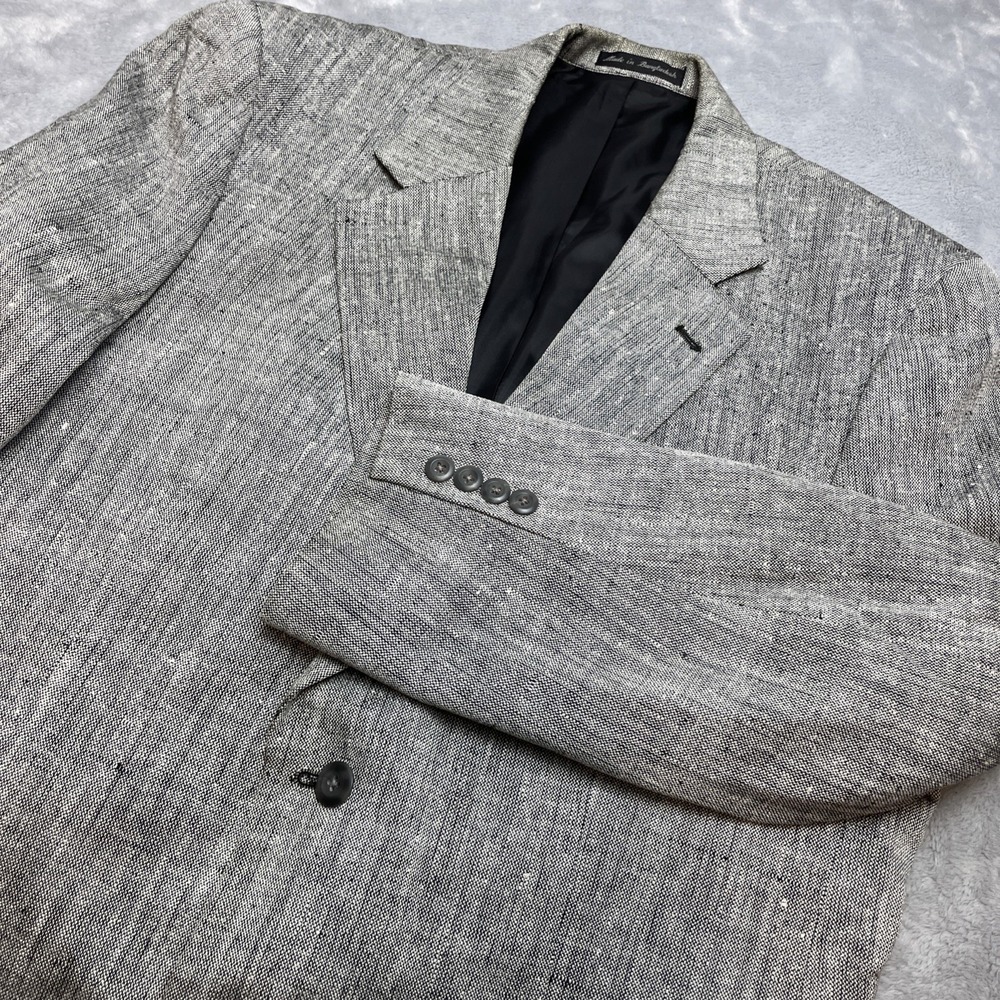 Savile Row Mens 100% Silk Blazer Jacket Mens 42R Gray‎ 2 Button Vented Luxury